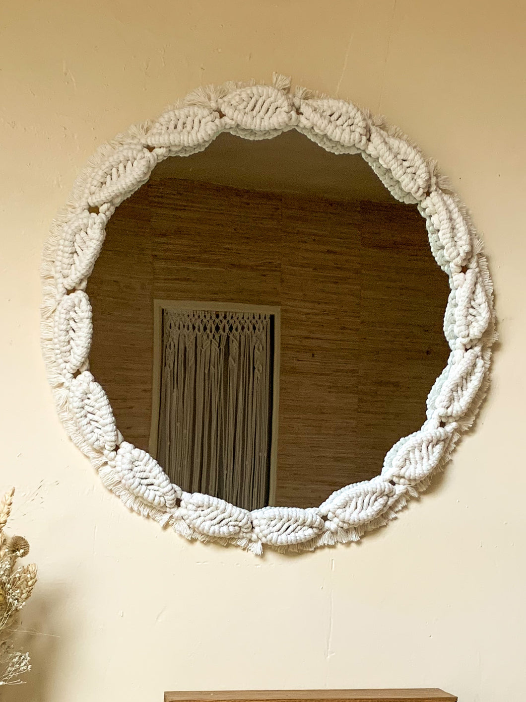Miroir coccinelle en fils de coton grand modèle